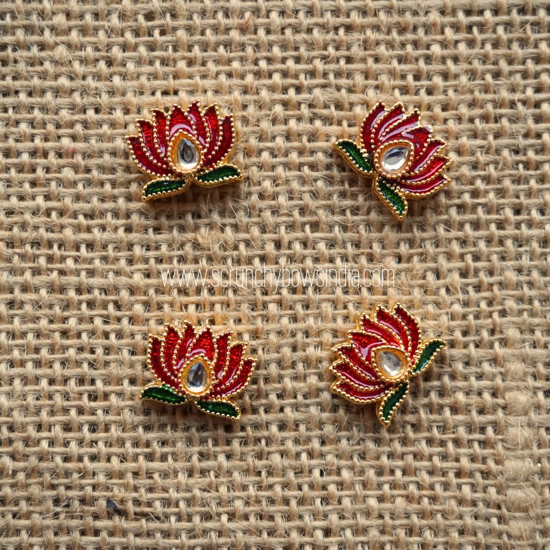 14 x 11 MM Small Drop Red Lotus Charm (1 PIECE)
