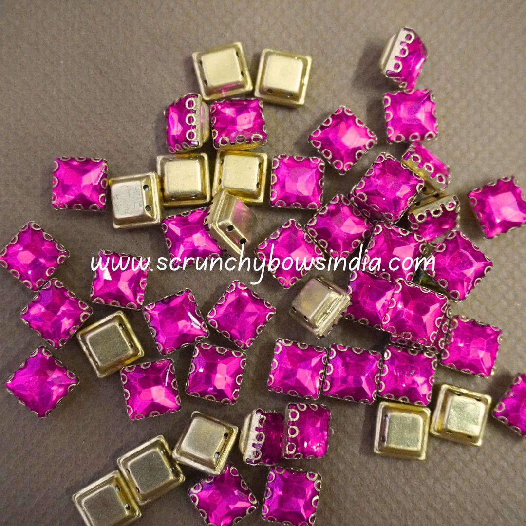 8x8 Square Clip Stone - Pink