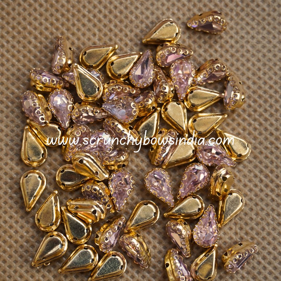 Small Drop Clip Stone - Gold