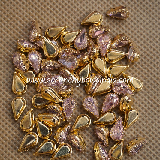 Small Drop Clip Stone - Gold