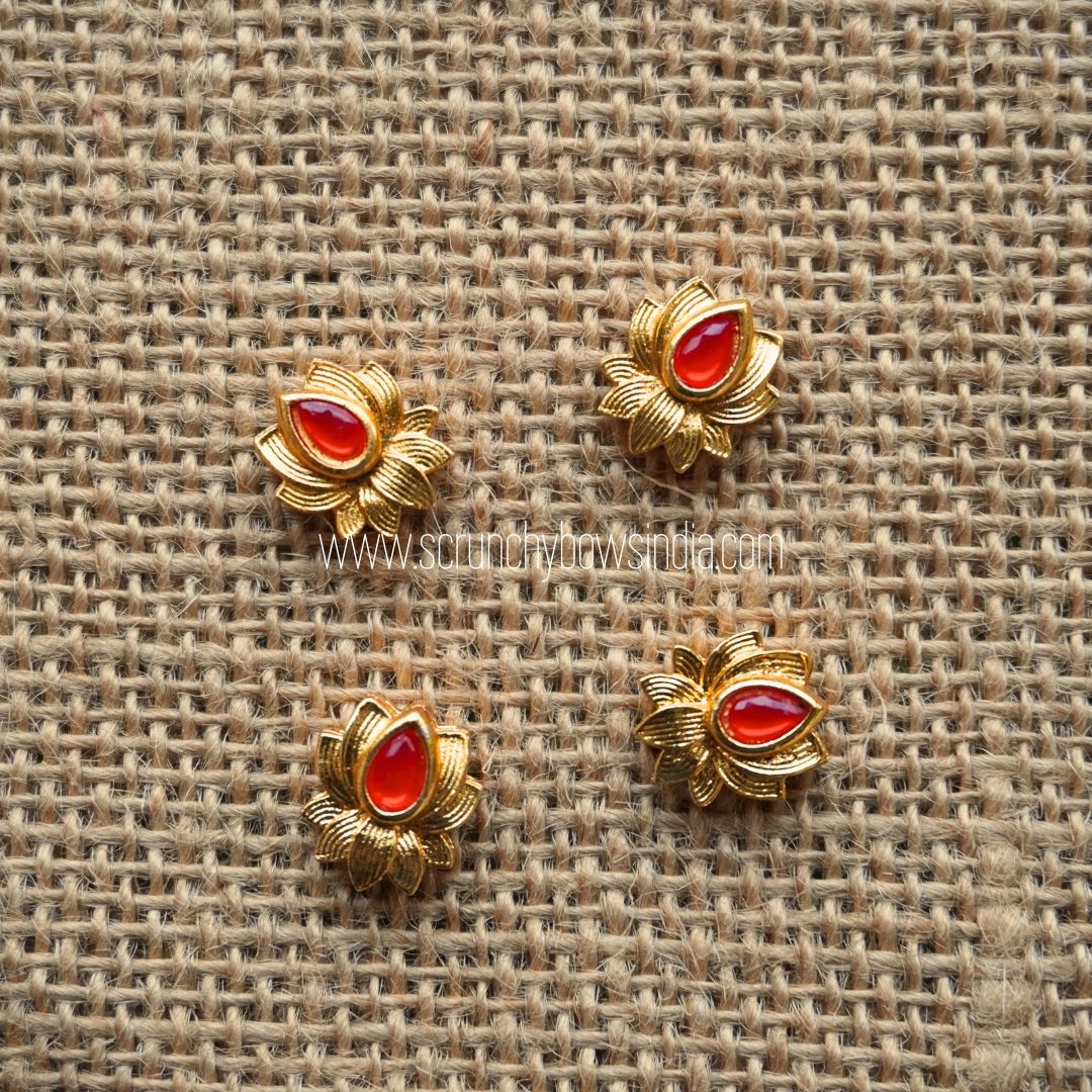 10 x 12 MM Golden Red Lotus Charm (1 PIECE)
