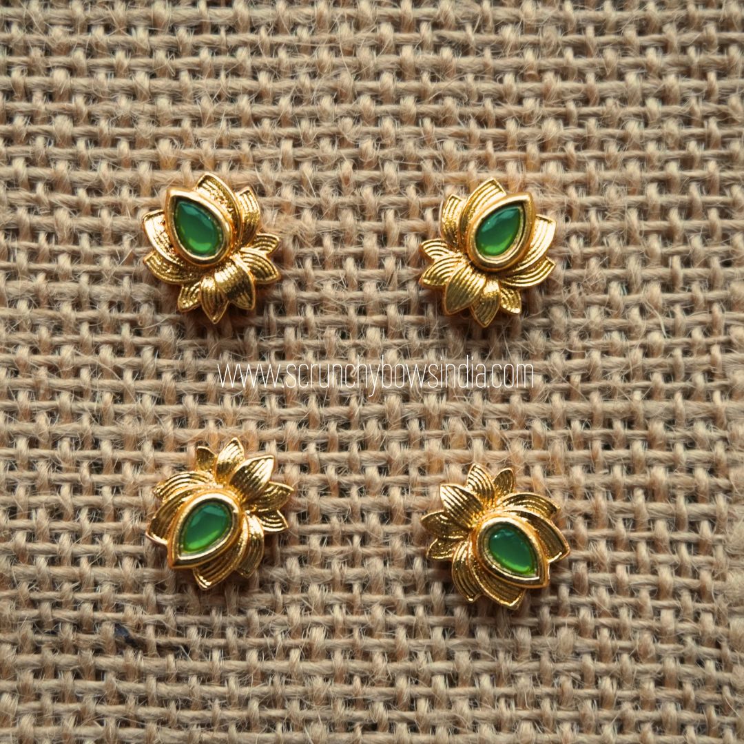 10 x 12 MM Golden Green Lotus Charm (1 PIECE)