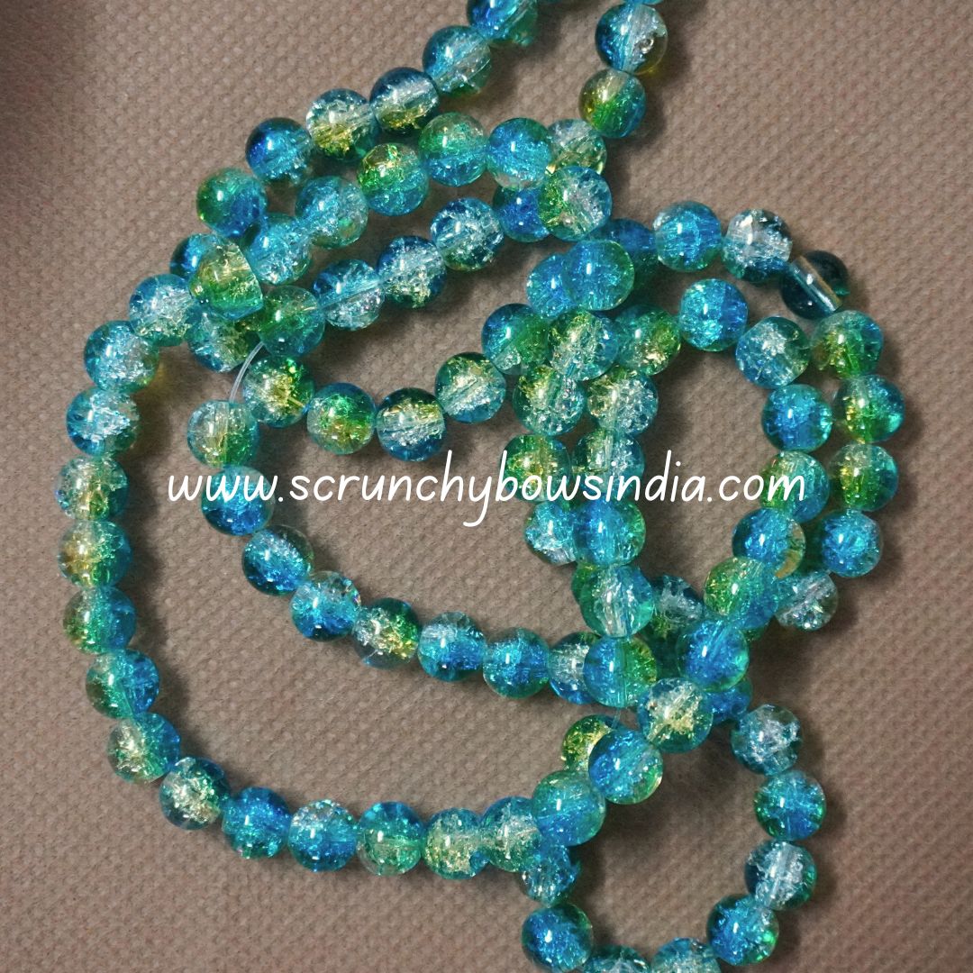 8MM Glass Crackle Beads - Sky Blue