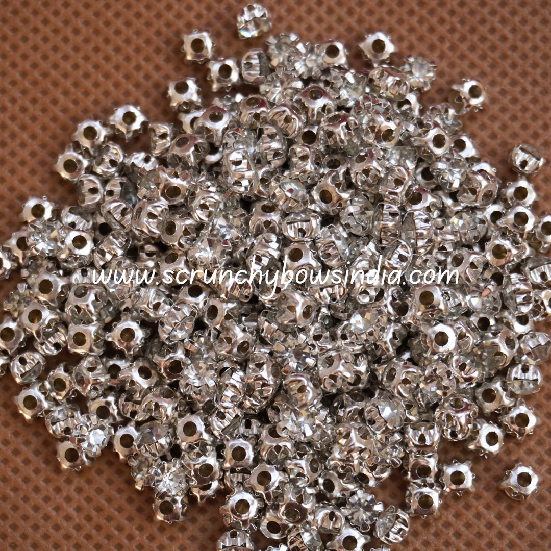 4MM Round Clip Stones - White