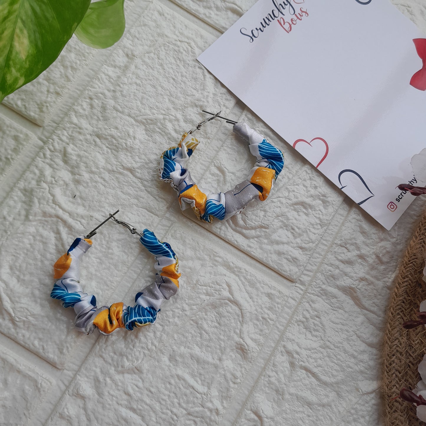Scrunchie Hoops - Leafy