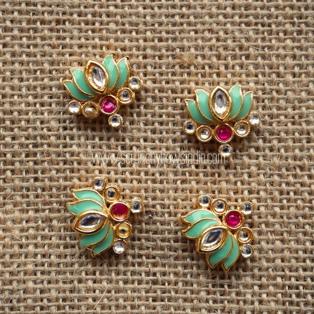 17 x 16 MM Light Green & Pink Lotus Charm ( 1 PIECE)