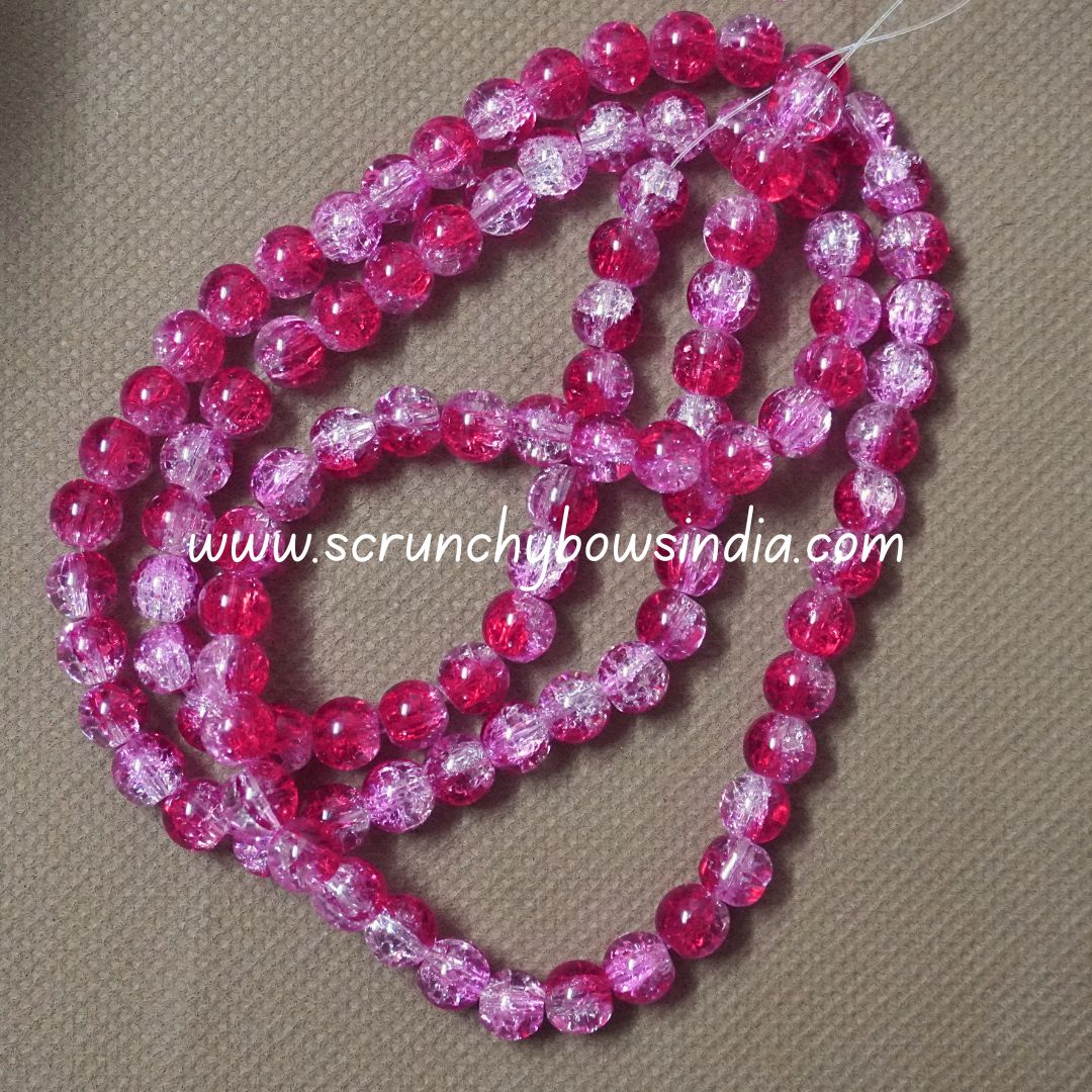 8MM Glass Crackle Beads - Pink