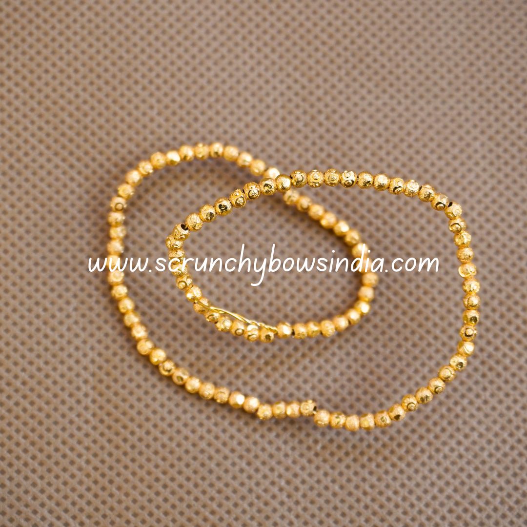4MM GOLD CUT WORK METAL BEADS - 1 STRING