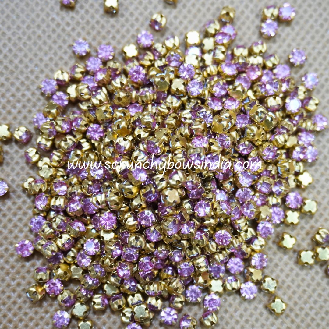 3MM Round Gold Clip Stones - Light Pink