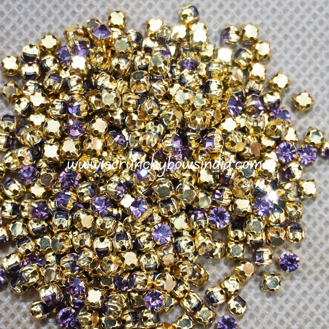 3MM Round Gold Clip Stones - Light Wine