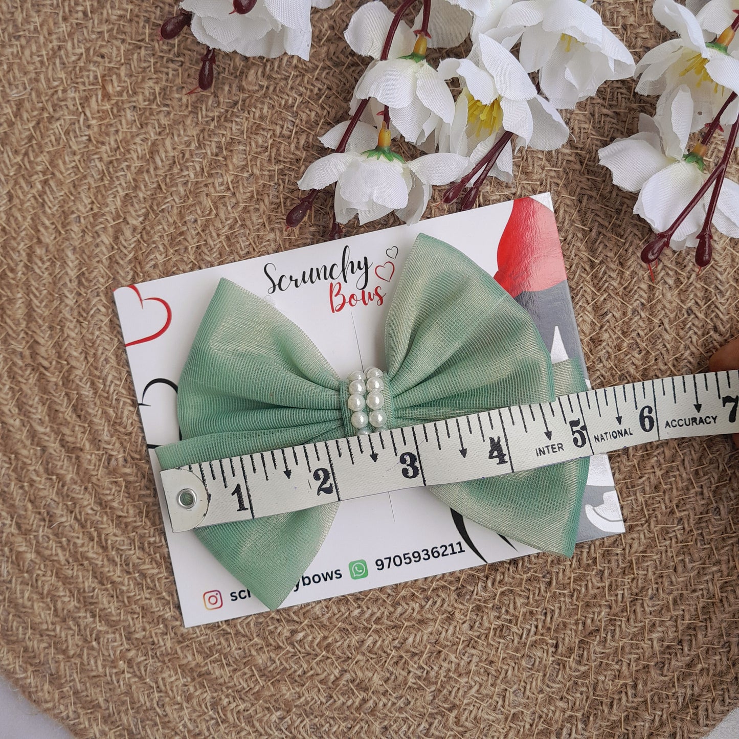 Shimmer Bow - Mint - Scrunchy Bows