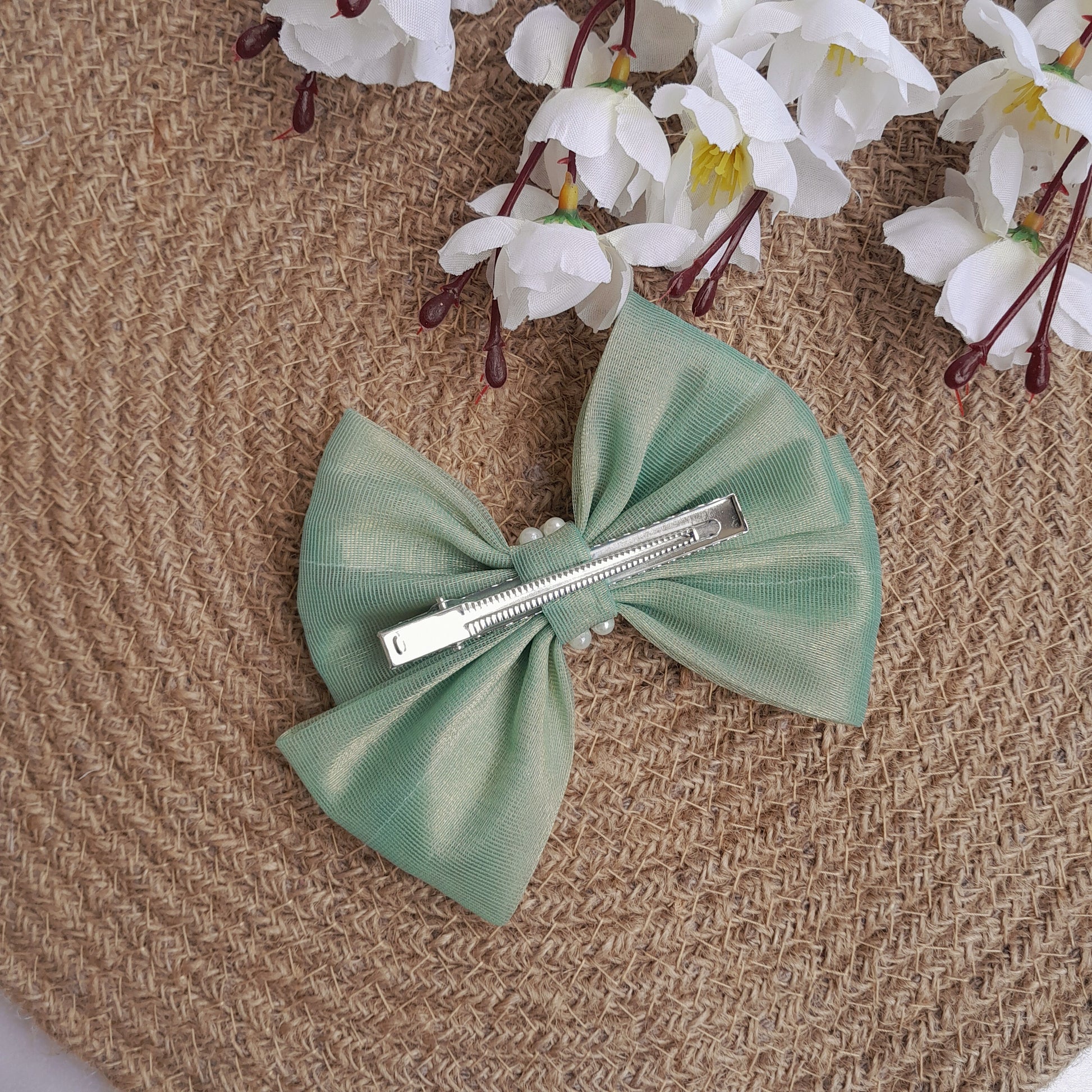 Shimmer Bow - Mint - Scrunchy Bows