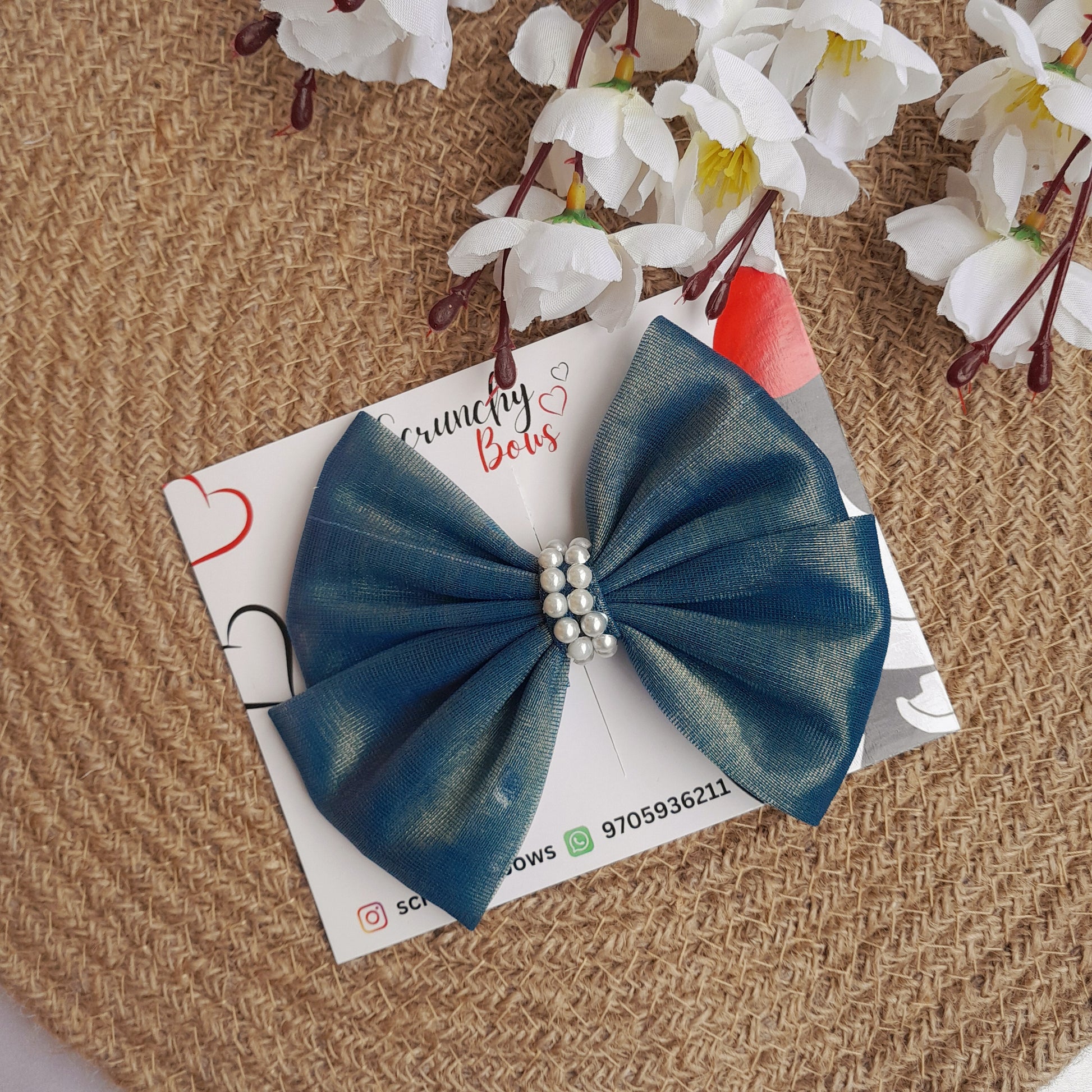 Shimmer Bow - Blue - Scrunchy Bows