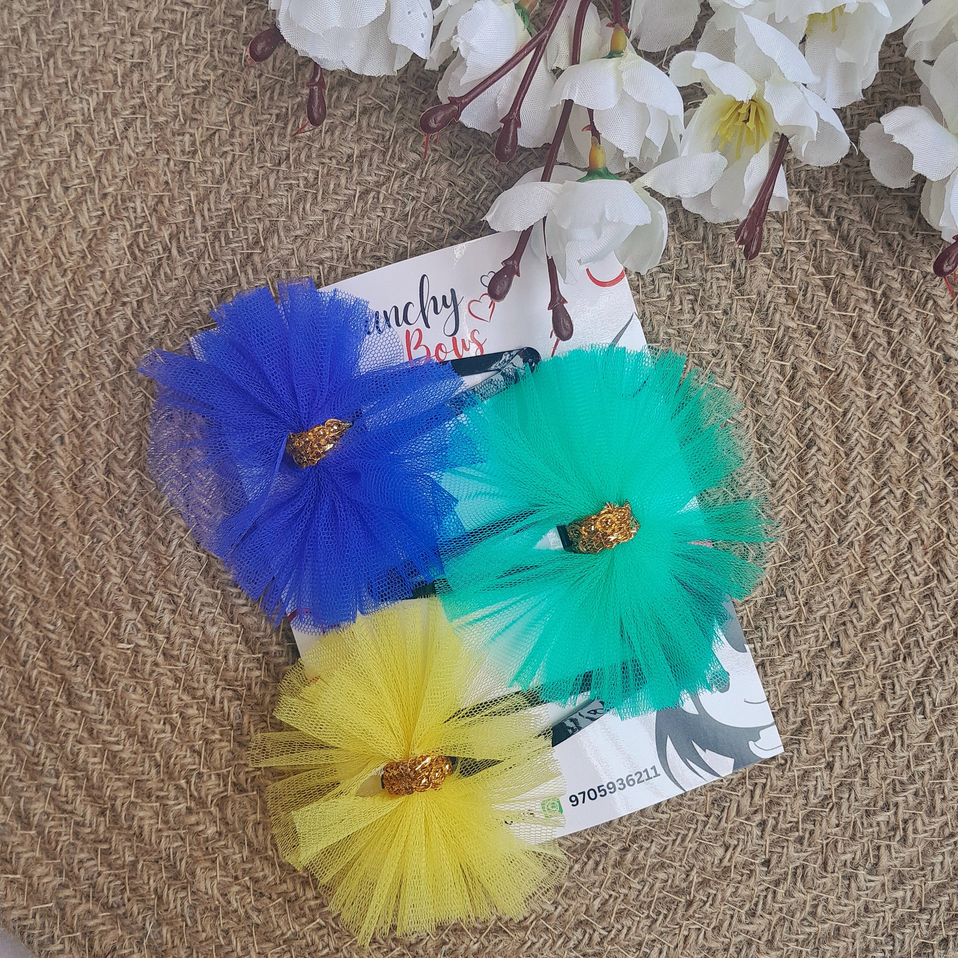 Kids Tulle Tic Tacs Set of 3 - Brights - Scrunchy Bows