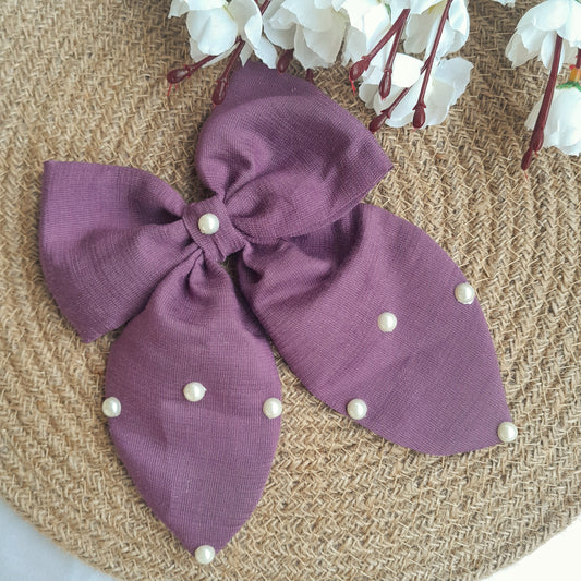 Sweetheart Pearl Bow - Lavender