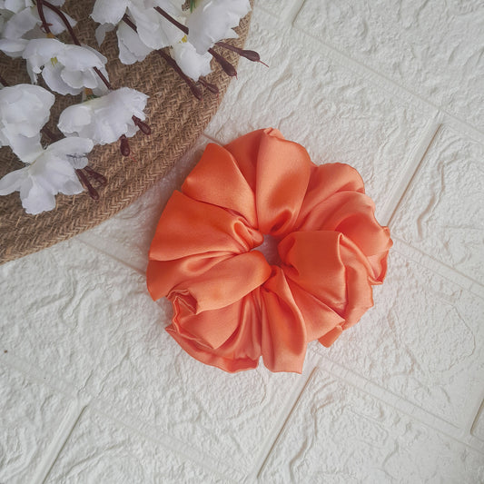 Satin Plain Scrunchie - Orange - Scrunchy Bows