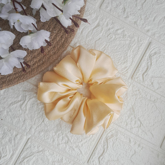 Satin Plain Scrunchie - Beige - Scrunchy Bows