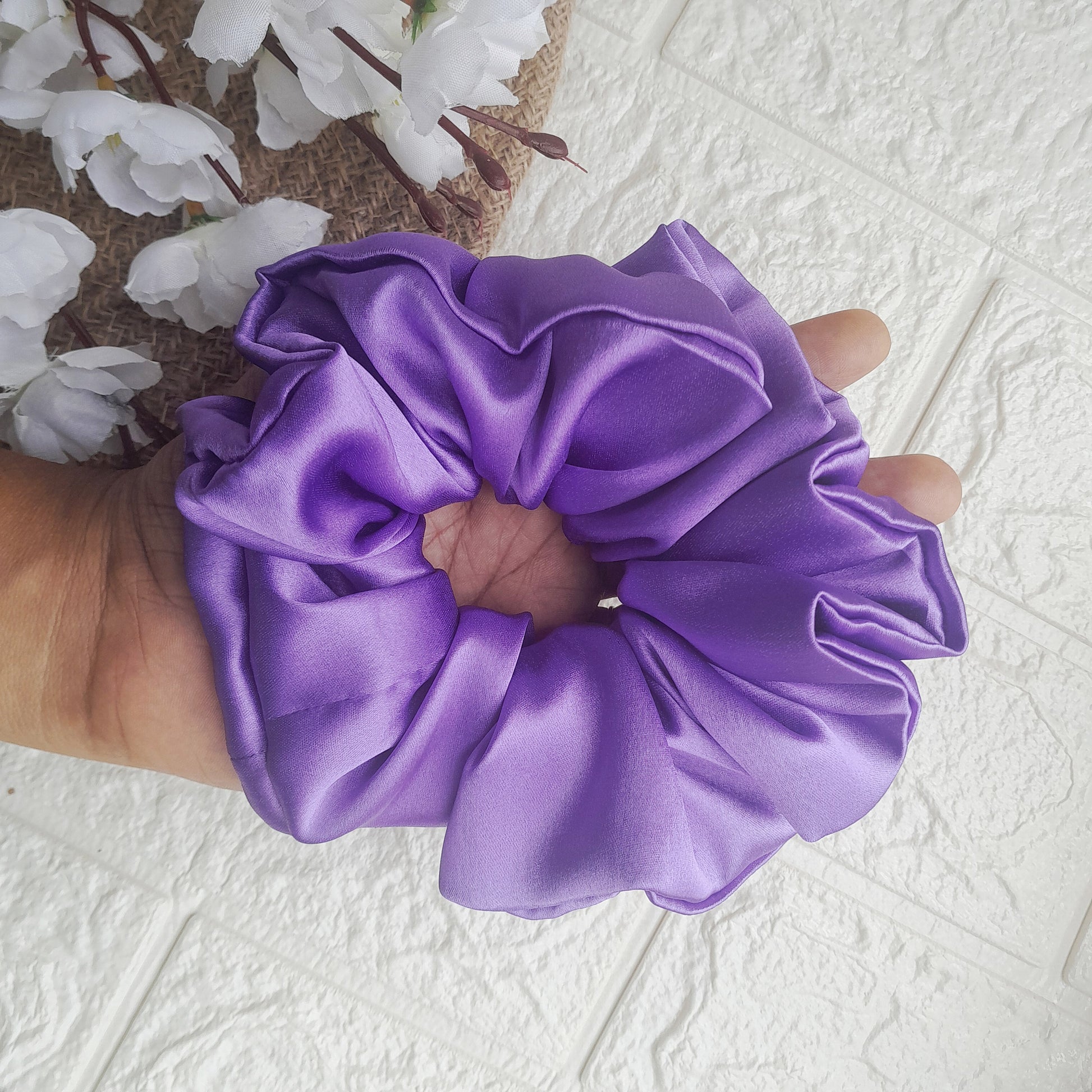 Satin Plain Scrunchie - Lilac - Scrunchy Bows