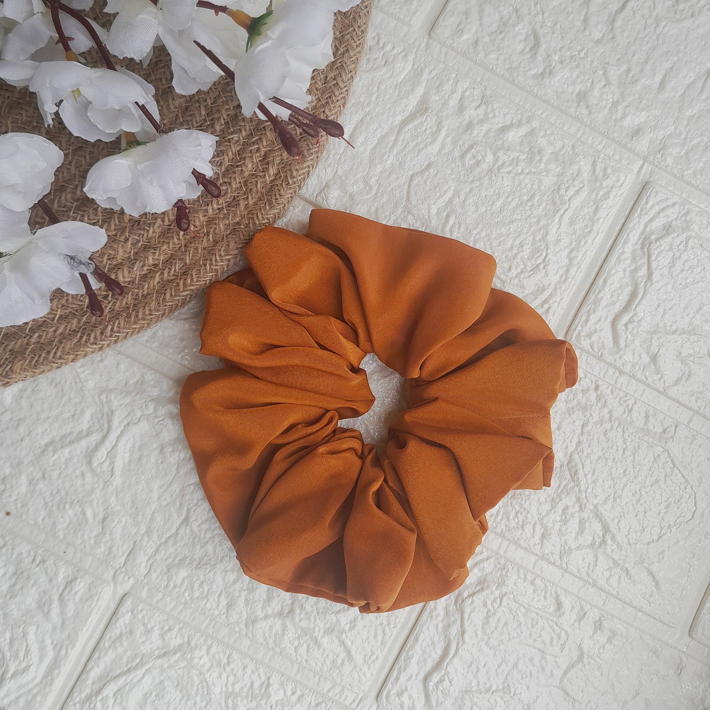 Satin Plain Scrunchie - Brown - Scrunchy Bows