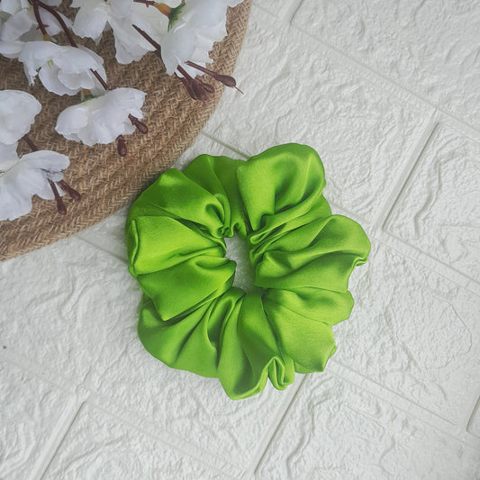 Satin Plain Scrunchie - Green - Scrunchy Bows