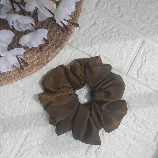 Satin Plain Scrunchie - Olive - Scrunchy Bows