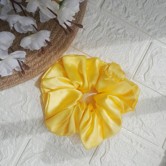 Satin Plain Scrunchie - Yellow - Scrunchy Bows