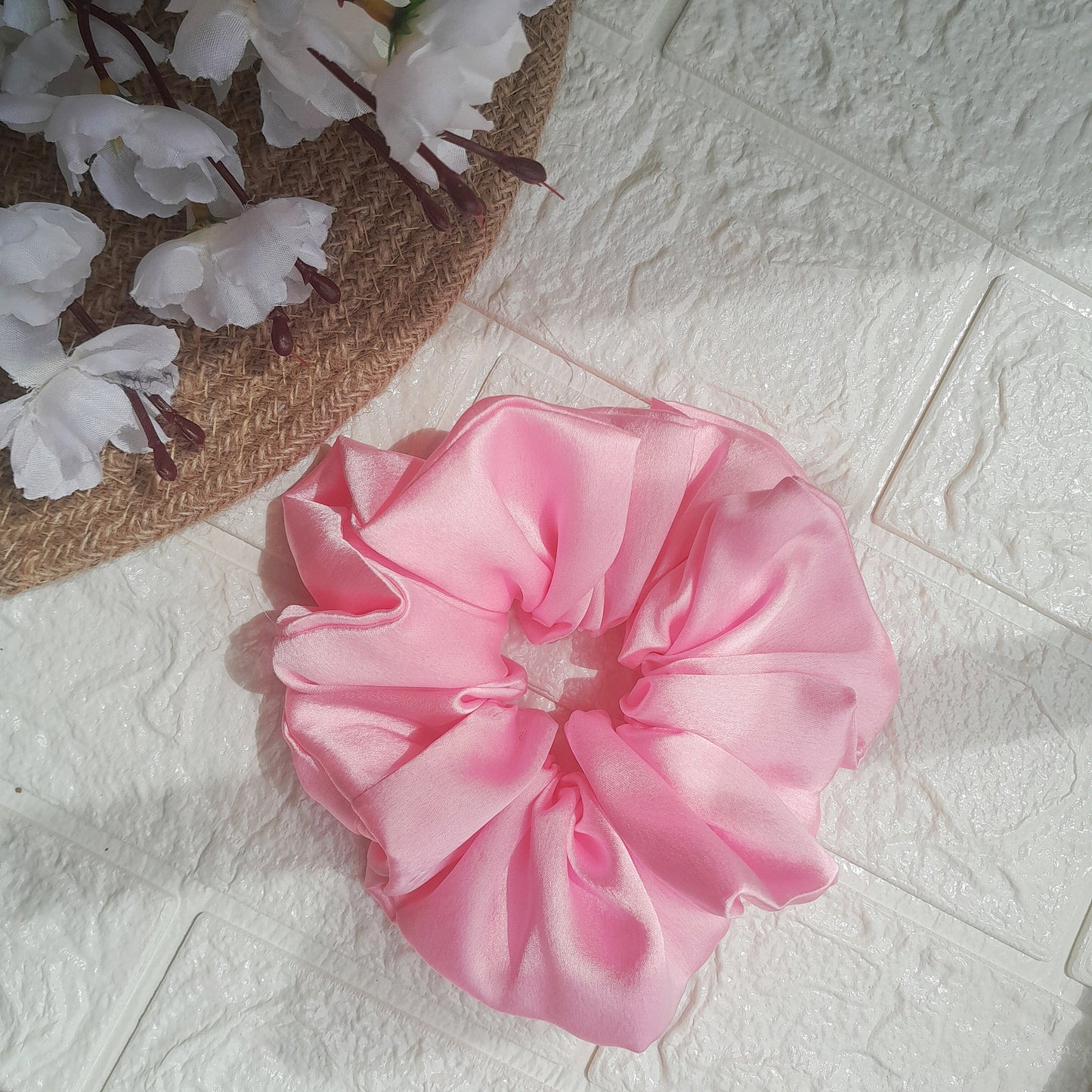 Satin Plain Scrunchie - Baby Pink - Scrunchy Bows