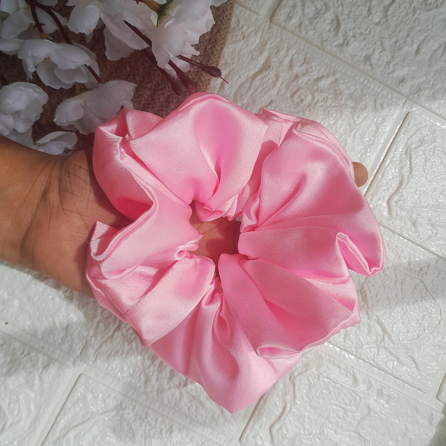 Satin Plain Scrunchie - Baby Pink - Scrunchy Bows