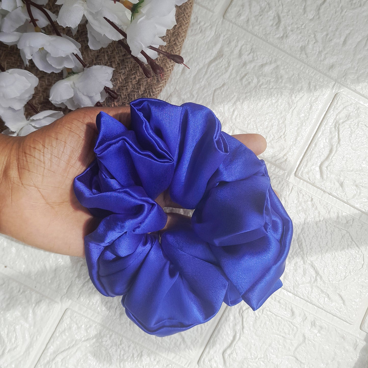 Satin Plain Scrunchie - Royal Blue - Scrunchy Bows