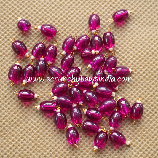 10MM Oval Hanging Beads (Dark Pink)
