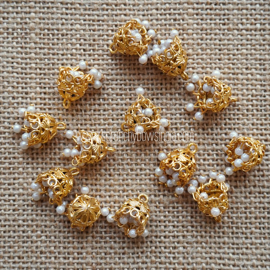 Gold Jhumka with Pearls