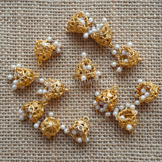 Gold Jhumka with Pearls