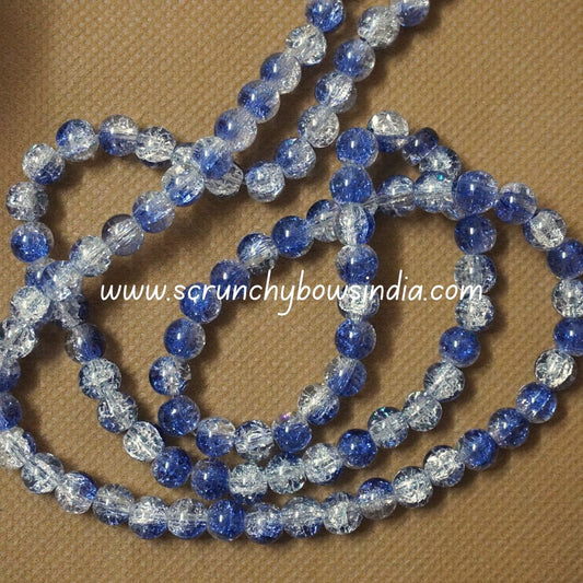 8MM Glass Crackle Beads - Blue & White