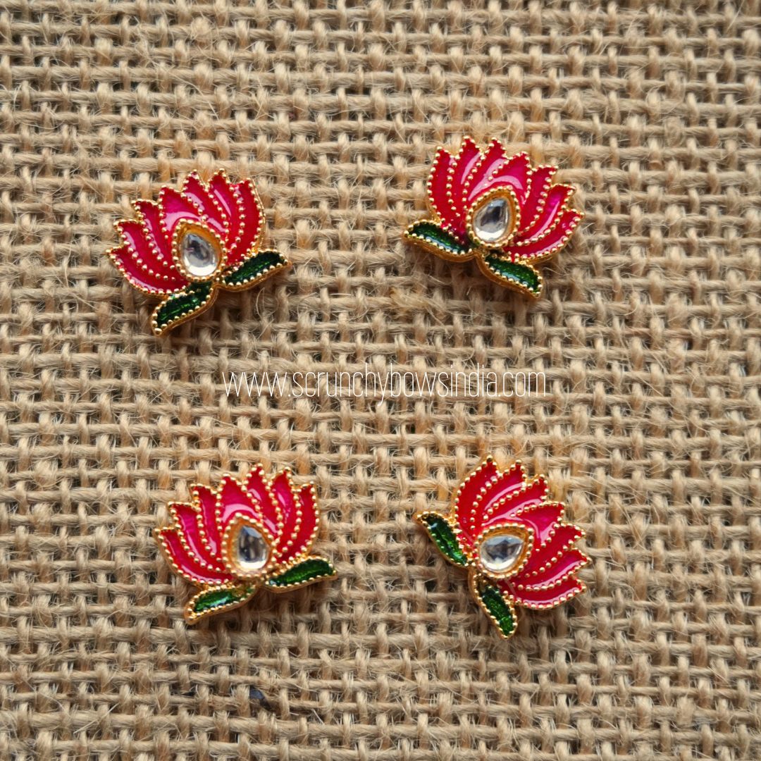 14 x 11 MM Small Drop Pink Lotus Charm (1 PIECE)