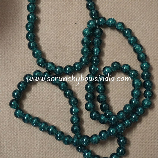 8MM Glass Crackle Beads - Dark Green