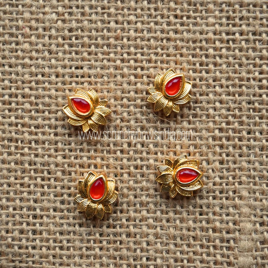 10 x 12 MM Golden Red Lotus Charm (1 PIECE)