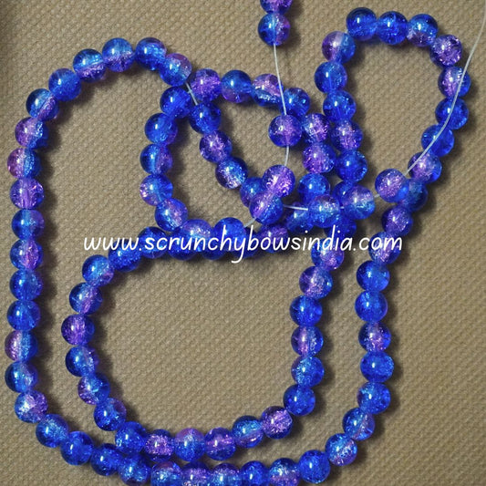 8MM Glass Crackle Beads - Blue & Purple
