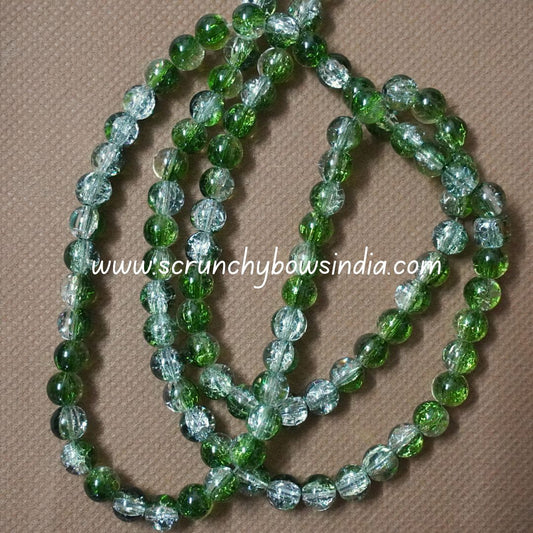 8MM Glass Crackle Beads - Green & White