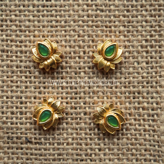 10 x 12 MM Golden Green Lotus Charm (1 PIECE)