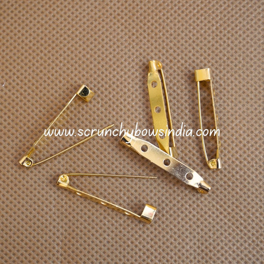 3.5 CM Gold Metal Saree Pins - 5 Pieces