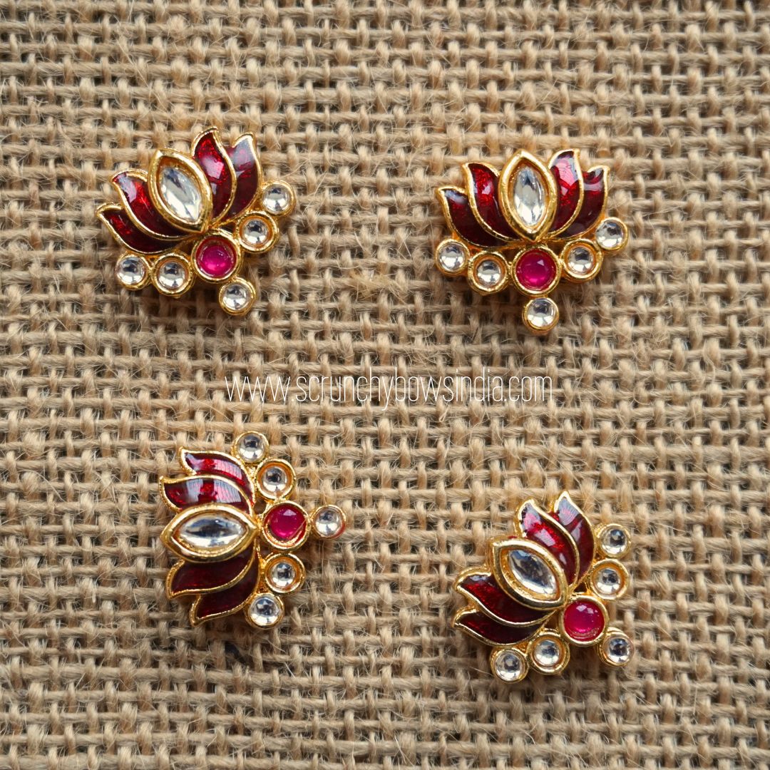 17 x 16 MM Red Lotus Charm ( 1 PIECE)