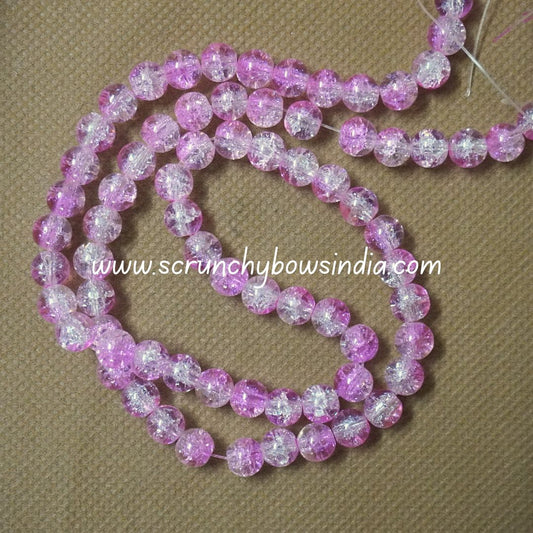 8MM Glass Crackle Beads - Light Pink