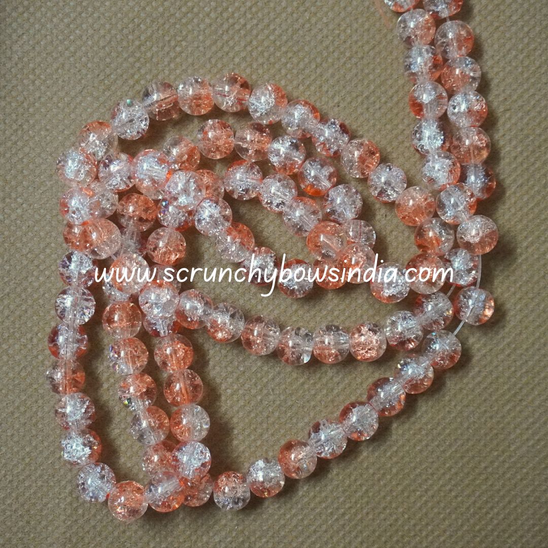 8MM Glass Crackle Beads - Orange