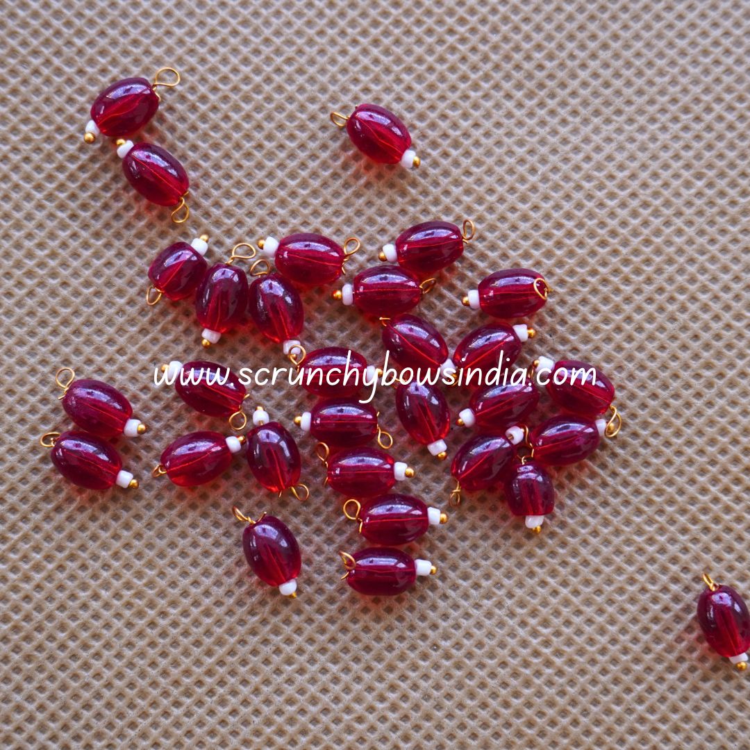 10MM Oval Hanging Beads (Red)