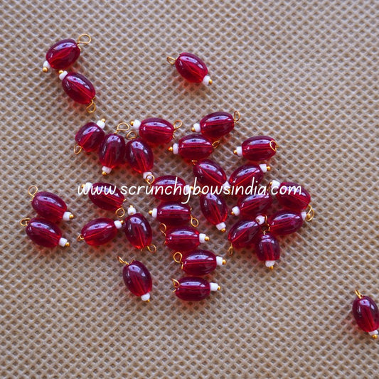 10MM Oval Hanging Beads (Red)
