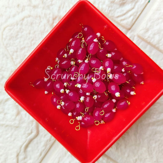 10MM Oval Hanging Beads (Dark Pink)