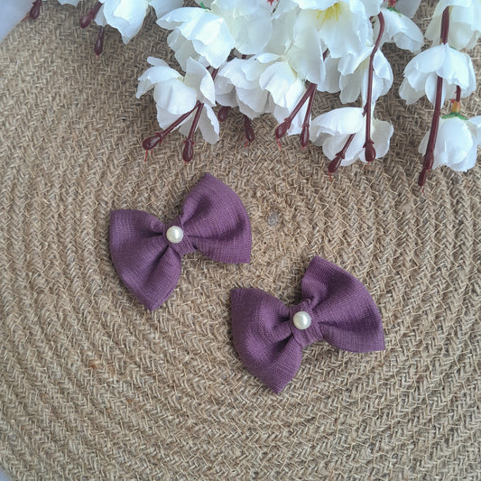 Kids Pearl Clips Set of 2 - Lavender - Scrunchy Bows