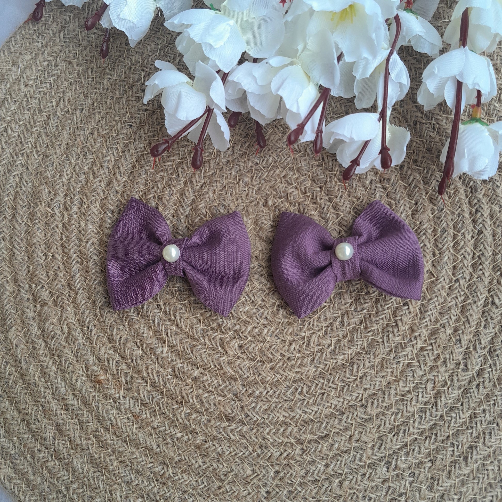 Kids Pearl Clips Set of 2 - Lavender - Scrunchy Bows