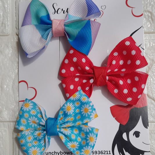 Ribbon Bows Printed Set of 3