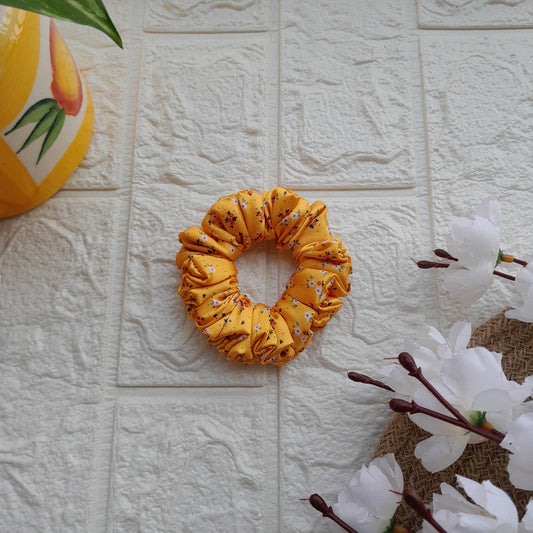 Yellow Floral Scrunchie